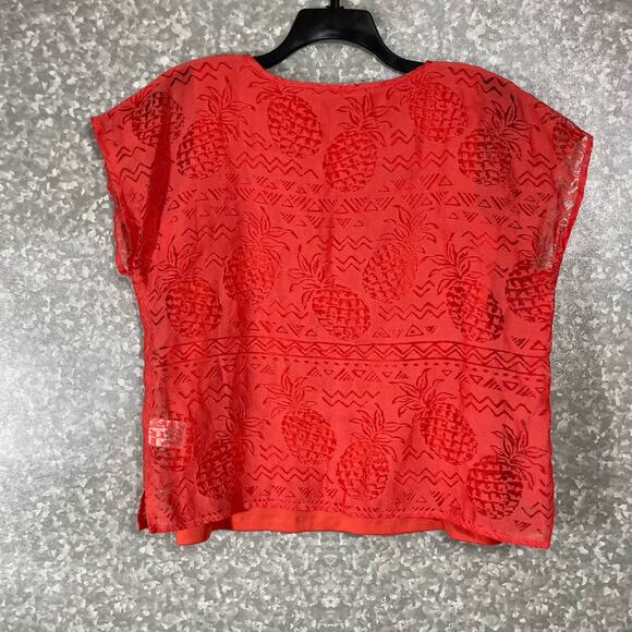 Alfred Dunner Women’s Orange Pineapple Burnout Crop Top - Size 10 - Tropical - Picture 6 of 6